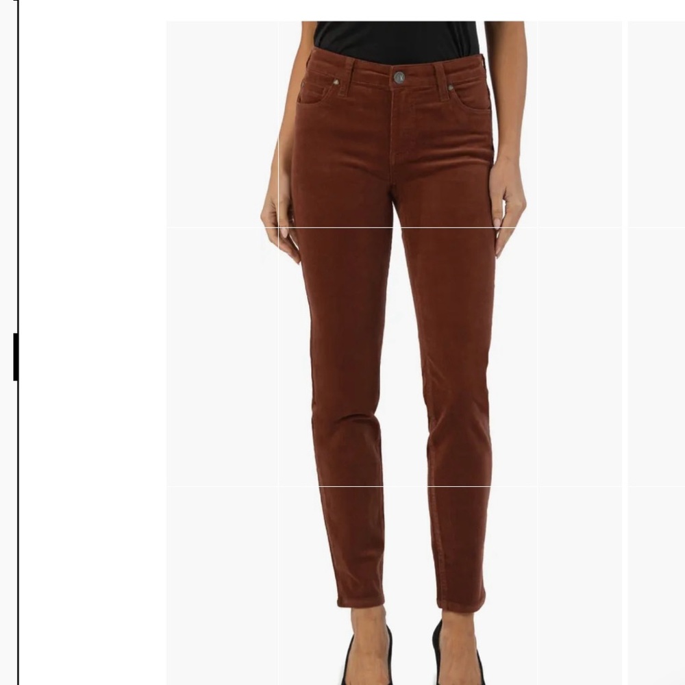 Brown Kut from the Kloth Diana Corduroy Skinny Pants sz 12 jeans alternative